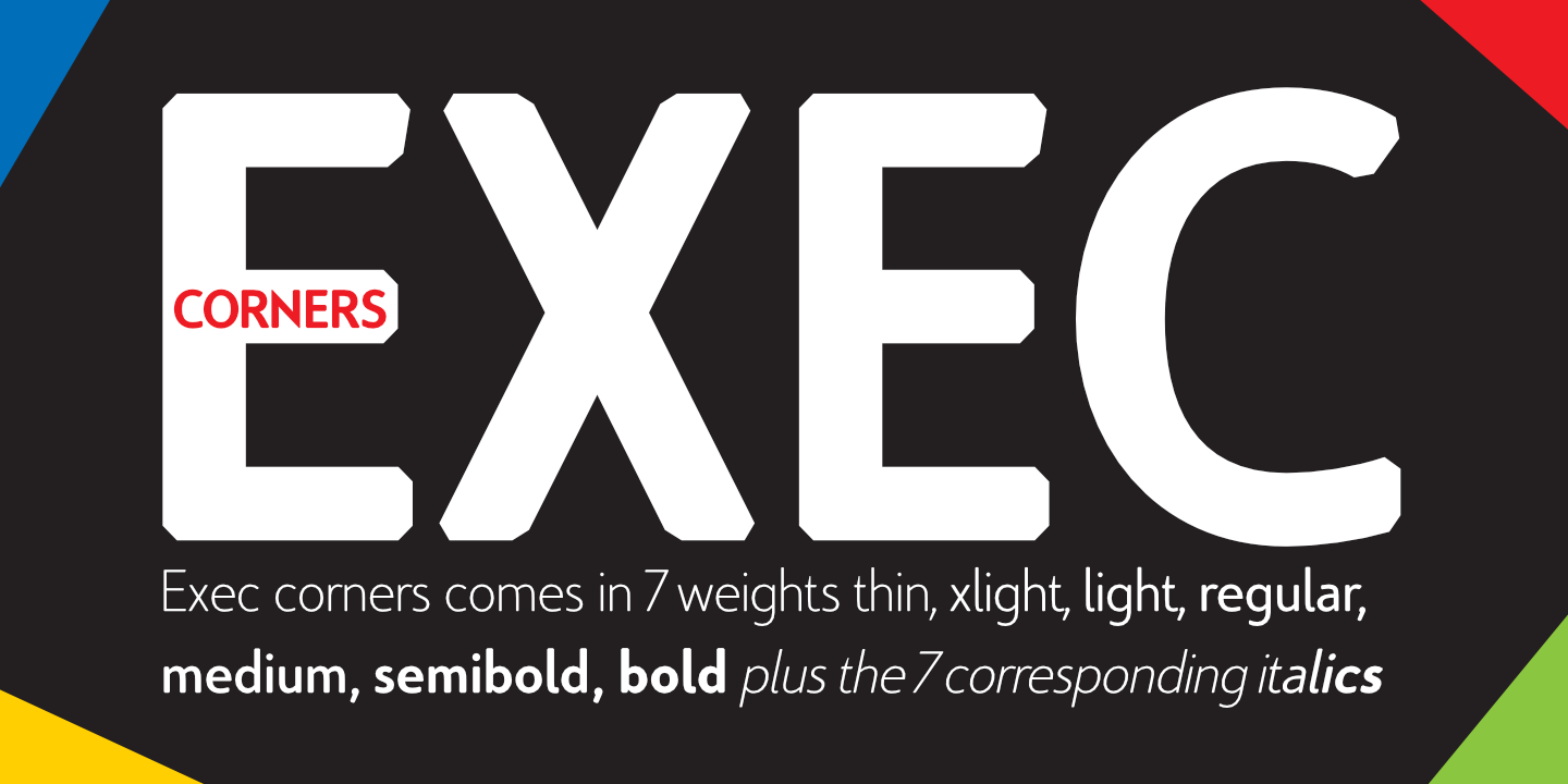 Пример шрифта Exec Corners Extra light